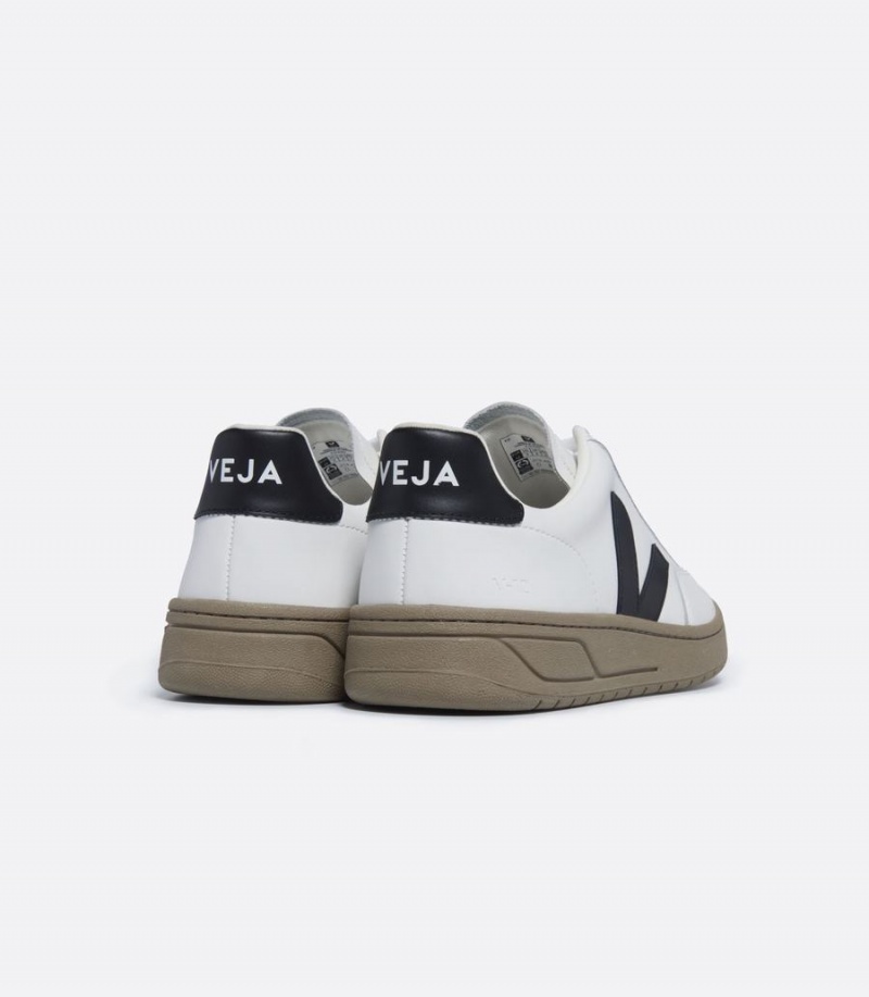 Χαμηλα Sneakers γυναικεια Veja V-12 δερματινα ασπρα μαυρα καφε | KSN5619ZA