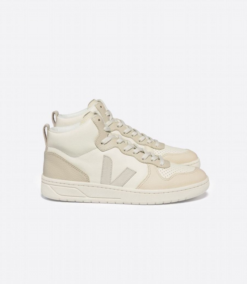 Ψηλα Sneakers γυναικεια Veja V-15 Chromefree δερματινα Cashew ασπρα Μπεζ | YQD2296YE