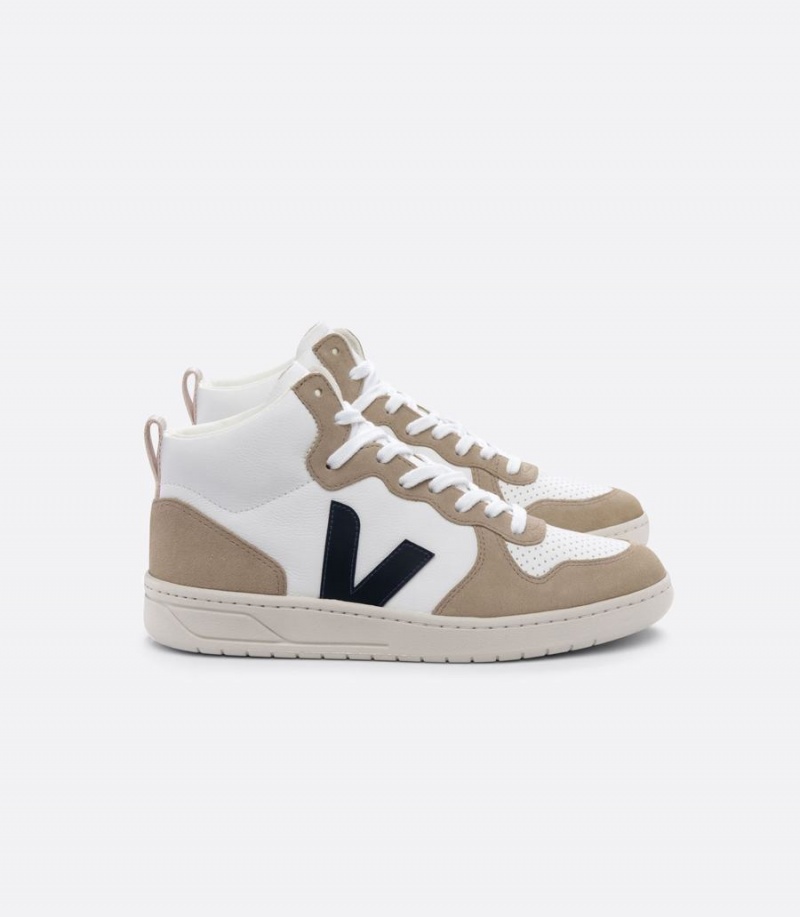 Ψηλα Sneakers ανδρικα Veja V-15 Chromefree δερματινα Βάρκας ασπρα καφε μαυρα | RJC5747RD