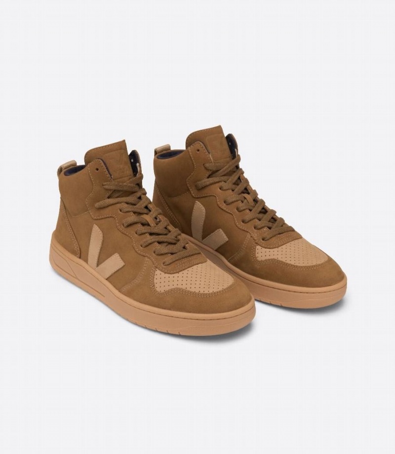 Ψηλα Sneakers ανδρικα Veja V-15 Nubuck καφε | KFG418HJ