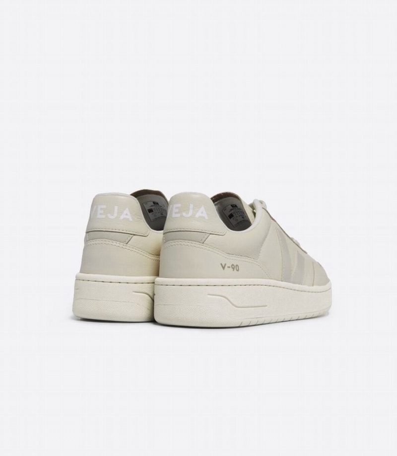 Χαμηλα Sneakers γυναικεια Veja V-90 δερματινα Cashew ασπρα γκρι | NYI1450VS