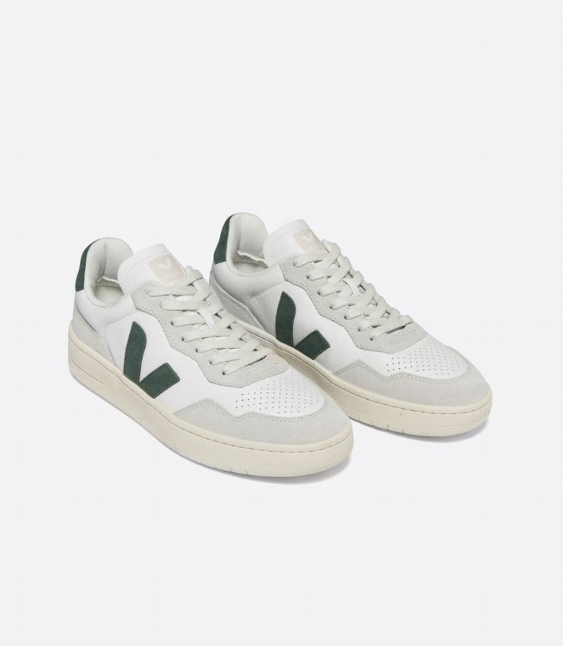 Χαμηλα Sneakers γυναικεια Veja V-90 δερματινα ασπρα γκρι πρασινο | PUQ1160BQ