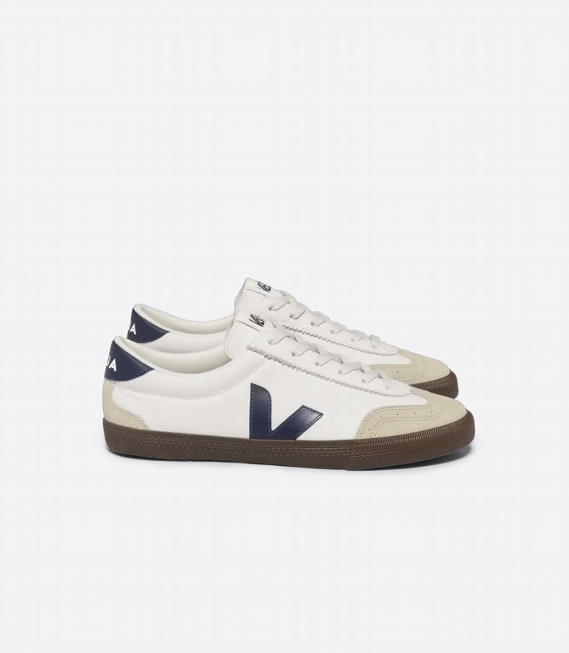 Χαμηλα Sneakers ανδρικα Veja Volley δερματινα Βάρκας Bark ασπρα μαυρα | UVR1491DM