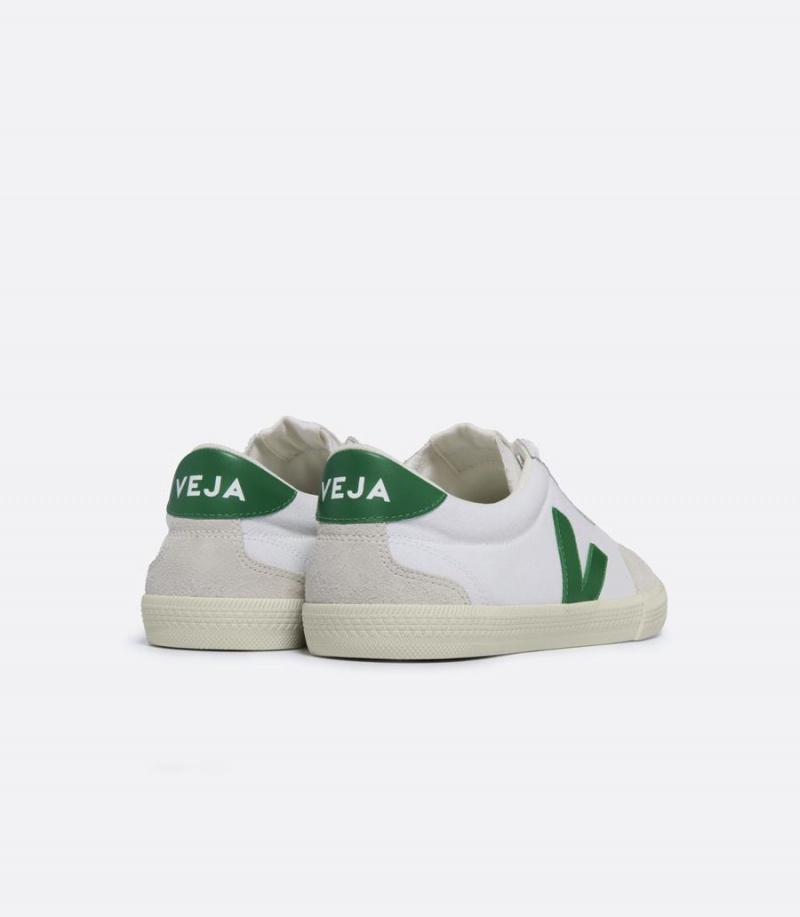 Χαμηλα Sneakers γυναικεια Veja Volley καμβα ασπρα πρασινο | CJK657BZ