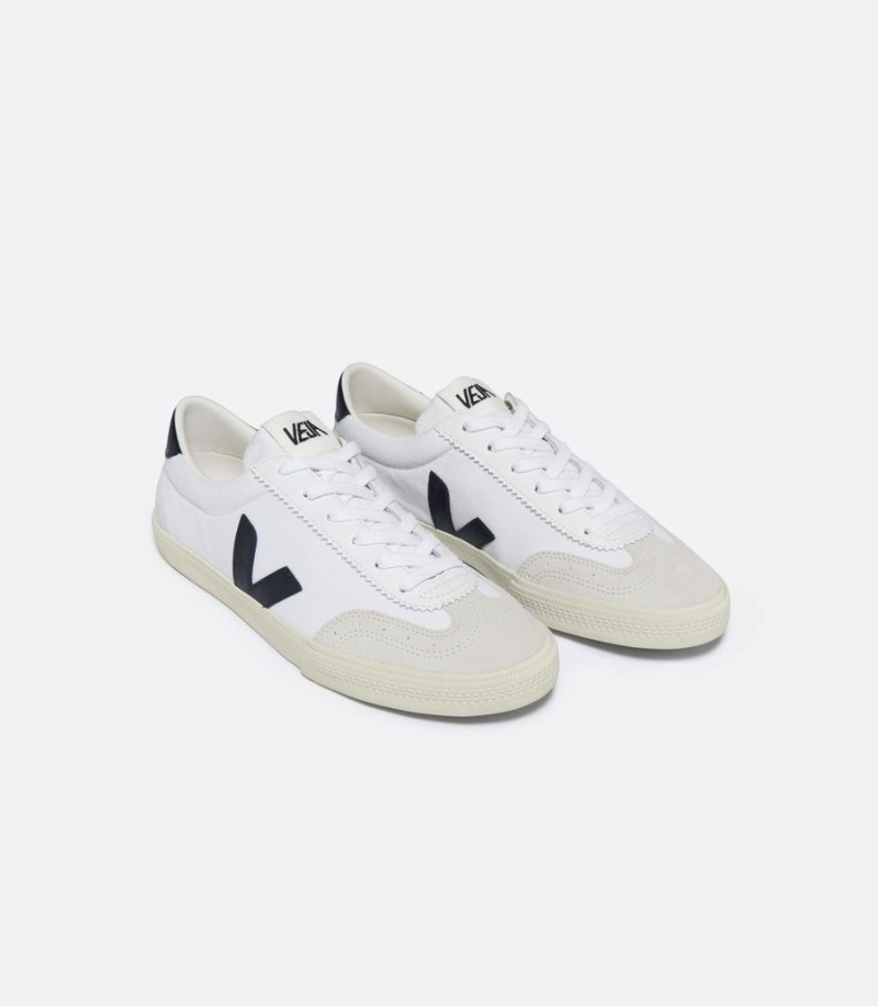 Χαμηλα Sneakers γυναικεια Veja Volley καμβα ασπρα μαυρα | HRQ749MK